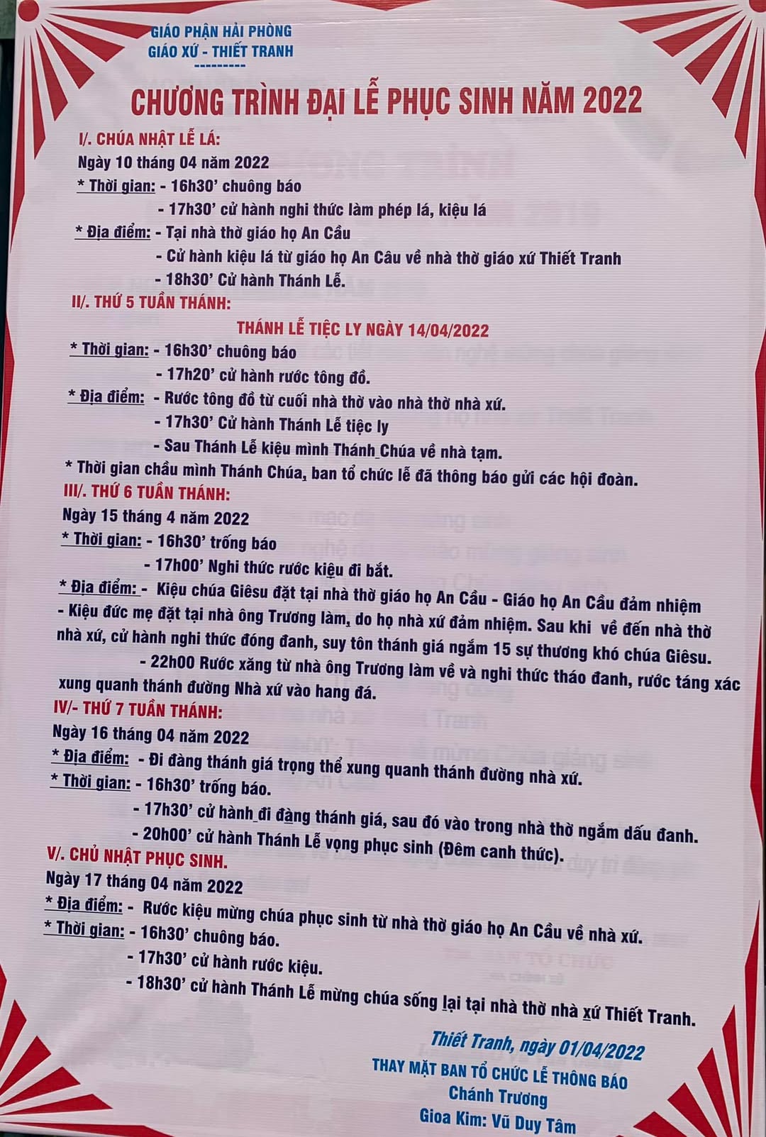 Hình ảnh sinh hoạt giáo xứ ngày 13/04/2022